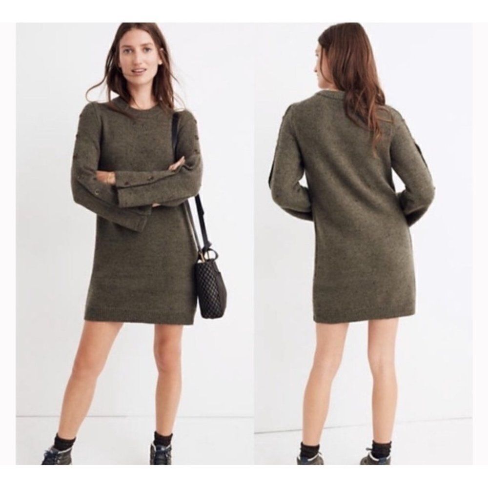 Madewell Donegal Button Sleeve Sweater Mini Dress Size XXS - Picture 8 of 11